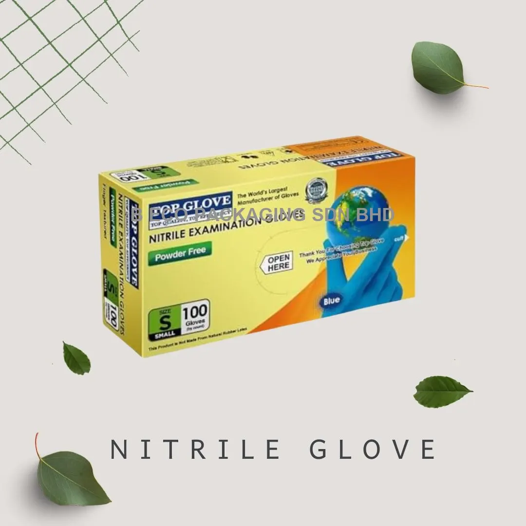 Top Glove nitrile disposable gloves, size M, blue and black boxes