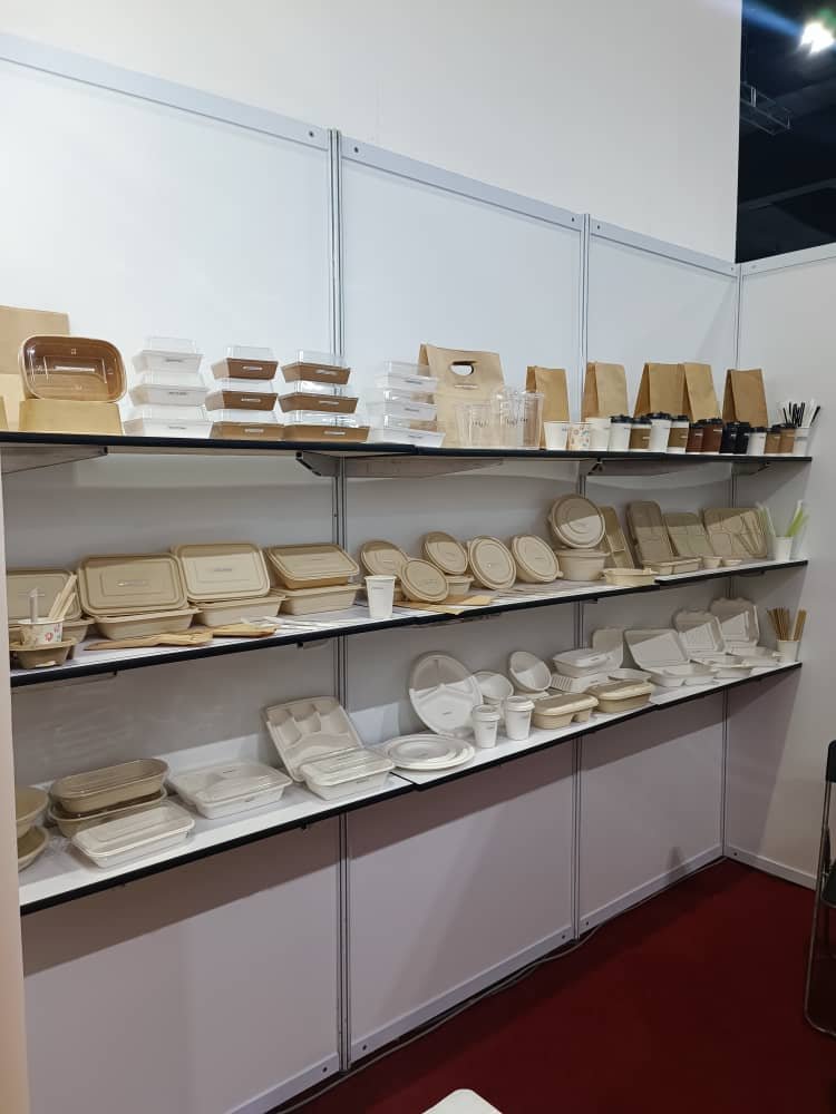 ThreeCo booth displaying biodegradable packaging products at MIMF 2025