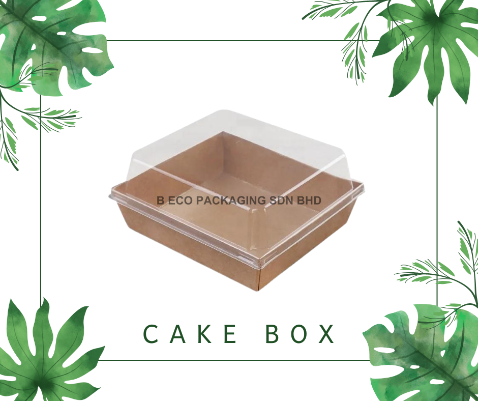 100x100x35mm Eco-Friendly Kraft Paper Tray Brown with Transparent Cover