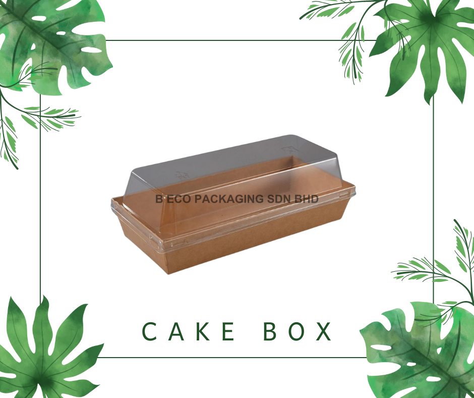 Eco-Friendly Paper Tray with Clear View PET Cover - 120x70x35mm Brown