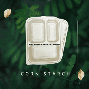 Eco-Friendly 3 Compartment Corn Starch Lunch Box Set