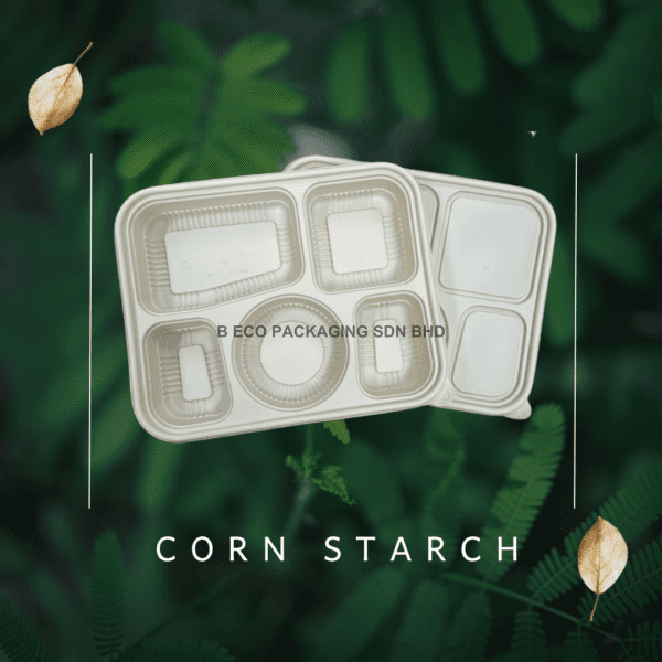 Eco-Friendly 5 Compartment Corn Starch Lunch Box Set