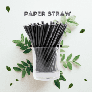 Disposable Eco-Friendly Paper Straws Black 6mm x 197mm