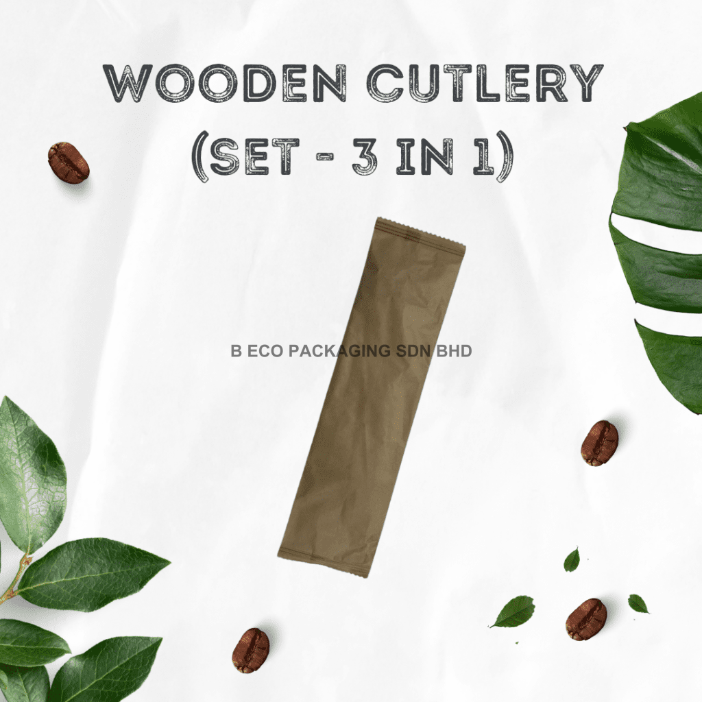 Eco-Friendly Disposable Wooden Cutlery Set 3 in 1 (Napkin/Fork/Spoon)