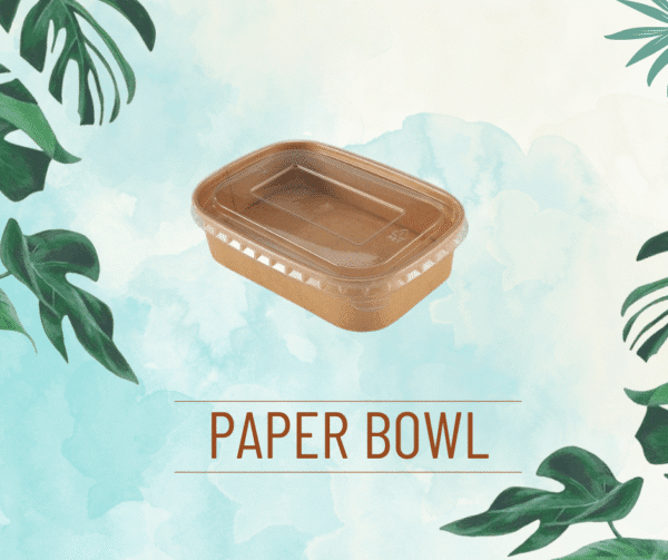 Rectangular 650ml Paper Bowl Eco-Friendly Rectangular Bowl with PET Lid- 650ml
