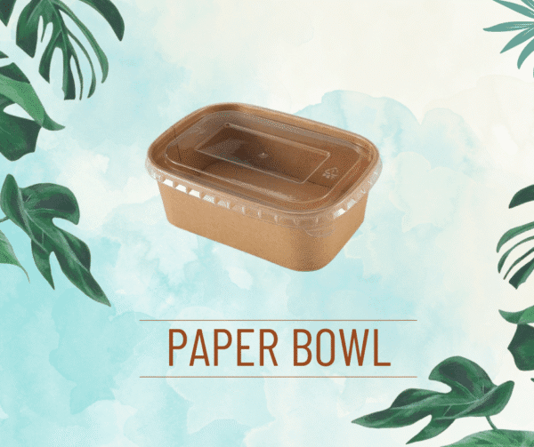 Rectangular 1000ml Paper Bowl Eco-Friendly Rectangular Bowl with PET Lid- 1000ml