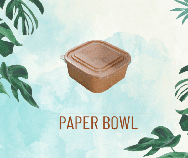 Square 650ml Paper Bowl Eco-Friendly Square Bowl with PET Lid- 650ml