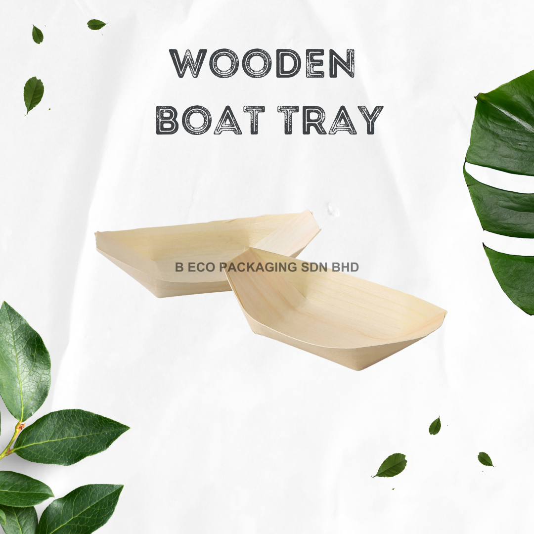 Wooden Boat Tray 6'' and 8'' Eco-Friendly Disposable Wooden Boat Tray