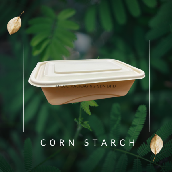 Biodegradable 750ml Corn Starch Lunch Box (Set)